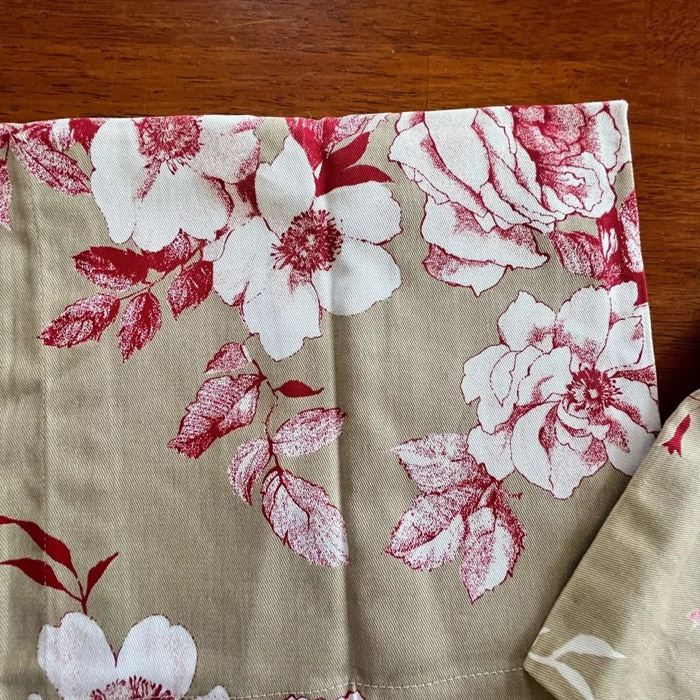 Williams Sonoma Beige and Red Floral Napkins​